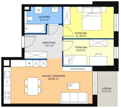 3 pokoje, mieszkanie 60,22 m², piętro 2, oferta nr 2G.2.235, Ogrody Geyera Apartamenty, Łódź, Śródmieście, ul. Piotrkowska 293/305