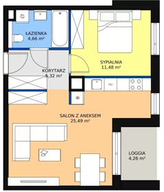 2 pokoje, mieszkanie 46,95 m², piętro 2, oferta nr 2H.2.287, Ogrody Geyera Apartamenty, Łódź, Śródmieście, ul. Piotrkowska 293/305