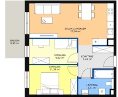 3 pokoje, mieszkanie 59,30 m², piętro 2, oferta nr 2H.2.293, Ogrody Geyera Apartamenty, Łódź, Śródmieście, ul. Piotrkowska 293/305