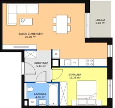 2 pokoje, mieszkanie 53,28 m², piętro 2, oferta nr 2H.2.294, Ogrody Geyera Apartamenty, Łódź, Śródmieście, ul. Piotrkowska 293/305