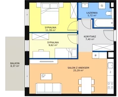 3 pokoje, mieszkanie 59,35 m², piętro 4, oferta nr 2D.4.153, Ogrody Geyera Apartamenty, Łódź, Śródmieście, ul. Piotrkowska 293/305