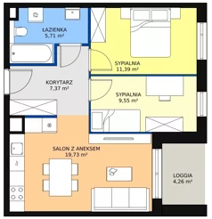 3 pokoje, mieszkanie 53,69 m², piętro 4, oferta nr 2G.4.250, Ogrody Geyera Apartamenty, Łódź, Śródmieście, ul. Piotrkowska 293/305