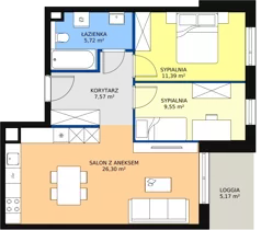 3 pokoje, mieszkanie 60,48 m², piętro 4, oferta nr 2G.4.251, Ogrody Geyera Apartamenty, Łódź, Śródmieście, ul. Piotrkowska 293/305