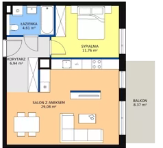 2 pokoje, mieszkanie 52,37 m², piętro 5, oferta nr 2D.5.158, Ogrody Geyera Apartamenty, Łódź, Śródmieście, ul. Piotrkowska 293/305