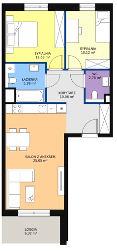 3 pokoje, mieszkanie 66,00 m², piętro 5, oferta nr 2G.5.254, Ogrody Geyera Apartamenty, Łódź, Śródmieście, ul. Piotrkowska 293/305