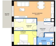 3 pokoje, mieszkanie 59,65 m², piętro 5, oferta nr 2H.5.321, Ogrody Geyera Apartamenty, Łódź, Śródmieście, ul. Piotrkowska 293/305