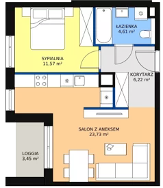 2 pokoje, mieszkanie 46,13 m², piętro 6, oferta nr 2G.6.265, Ogrody Geyera Apartamenty, Łódź, Śródmieście, ul. Piotrkowska 293/305
