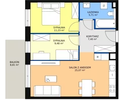 3 pokoje, mieszkanie 58,96 m², piętro 1, oferta nr 3I.1.329, Ogrody Geyera Apartamenty, Łódź, Śródmieście, ul. Piotrkowska 293/305