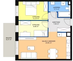 3 pokoje, mieszkanie 58,90 m², piętro 1, oferta nr 3J.1.366, Ogrody Geyera Apartamenty, Łódź, Śródmieście, ul. Piotrkowska 293/305