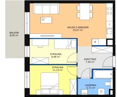 3 pokoje, mieszkanie 58,91 m², piętro 1, oferta nr 3J.1.367, Ogrody Geyera Apartamenty, Łódź, Śródmieście, ul. Piotrkowska 293/305