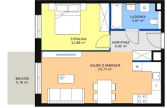 2 pokoje, mieszkanie 46,45 m², piętro 2, oferta nr 3J.2.372, Ogrody Geyera Apartamenty, Łódź, Śródmieście, ul. Piotrkowska 293/305