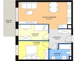 3 pokoje, mieszkanie 59,84 m², piętro 2, oferta nr 3J.2.374, Ogrody Geyera Apartamenty, Łódź, Śródmieście, ul. Piotrkowska 293/305