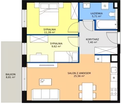 3 pokoje, mieszkanie 59,67 m², piętro 4, oferta nr 3I.4.347, Ogrody Geyera Apartamenty, Łódź, Śródmieście, ul. Piotrkowska 293/305