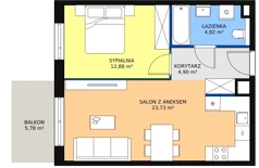 2 pokoje, mieszkanie 46,40 m², piętro 4, oferta nr 3J.4.386, Ogrody Geyera Apartamenty, Łódź, Śródmieście, ul. Piotrkowska 293/305