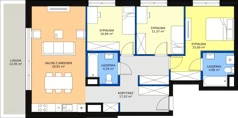 4 pokoje, mieszkanie 96,42 m², piętro 2, oferta nr D.1.2.06, ATAL SKY+, Katowice, Wełnowiec-Józefowiec, Wełnowiec, al. Wojciecha Korfantego 85-89