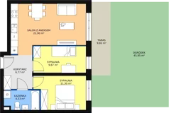 3 pokoje, mieszkanie 55,81 m², piętro 1, oferta nr B1-K5-1-2, Żerniki Na Novo, Wrocław, Żerniki, ul. Maxa Berga