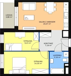 3 pokoje, mieszkanie 55,65 m², piętro 1, oferta nr B1-K2-1-3, Żerniki Na Novo, Wrocław, Żerniki, ul. Maxa Berga