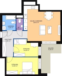 3 pokoje, mieszkanie 69,85 m², piętro 2, oferta nr B1-K2-2-2, Żerniki Na Novo, Wrocław, Żerniki, ul. Maxa Berga