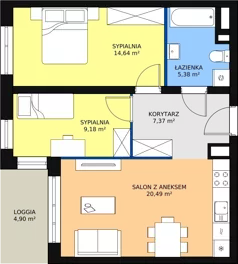 3 pokoje, mieszkanie 57,15 m², piętro 3, oferta nr B1-K1-3-8, Żerniki Na Novo, Wrocław, Żerniki, ul. Maxa Berga