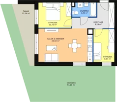 3 pokoje, mieszkanie 56,69 m², parter, oferta nr B2-K2-0-3, Żerniki Na Novo, Wrocław, Żerniki, ul. Maxa Berga