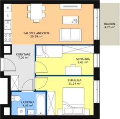 3 pokoje, mieszkanie 52,69 m², piętro 1, oferta nr B2-K1-1-2, Żerniki Na Novo, Wrocław, Żerniki, ul. Maxa Berga