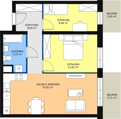 3 pokoje, mieszkanie 63,79 m², piętro 1, oferta nr B2-K1-1-3, Żerniki Na Novo, Wrocław, Żerniki, ul. Maxa Berga