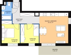 3 pokoje, mieszkanie 58,99 m², piętro 1, oferta nr B2-K1-1-4, Żerniki Na Novo, Wrocław, Żerniki, ul. Maxa Berga