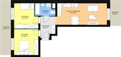 3 pokoje, mieszkanie 55,67 m², piętro 4, oferta nr B3-K2-4-1, Żerniki Na Novo, Wrocław, Żerniki, ul. Maxa Berga