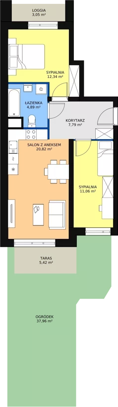 3 pokoje, mieszkanie 56,97 m², parter, oferta nr B4-K1-0-5, Żerniki Na Novo, Wrocław, Żerniki, ul. Maxa Berga