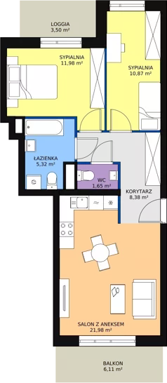 3 pokoje, mieszkanie 60,39 m², piętro 1, oferta nr B4-K3-1-1, Żerniki Na Novo, Wrocław, Żerniki, ul. Maxa Berga