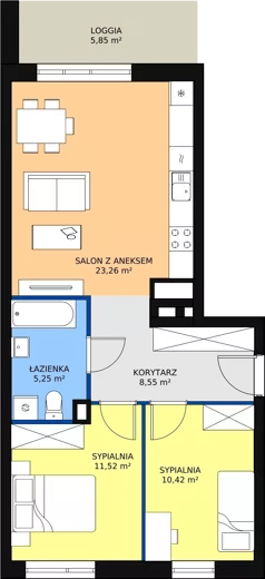 3 pokoje, mieszkanie 59,18 m², piętro 3, oferta nr B4-K2-3-1, Żerniki Na Novo, Wrocław, Żerniki, ul. Maxa Berga