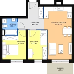3 pokoje, mieszkanie 57,43 m², piętro 2, oferta nr B5-K1-2-2, Żerniki Na Novo, Wrocław, Żerniki, ul. Maxa Berga