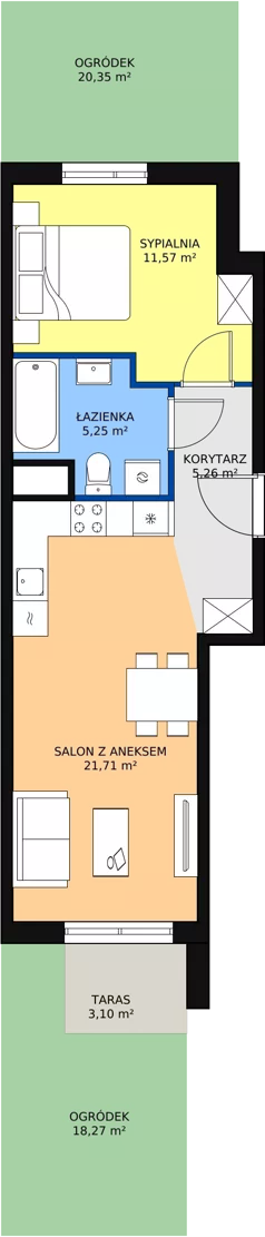 2 pokoje, mieszkanie 43,60 m², parter, oferta nr 1B-0-3, Naramowice Odnova, Poznań, Naramowice, ul. Bielicowa