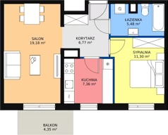 2 pokoje, mieszkanie 49,81 m², piętro 3, oferta nr 1B-3-2, Naramowice Odnova, Poznań, Naramowice, ul. Bielicowa