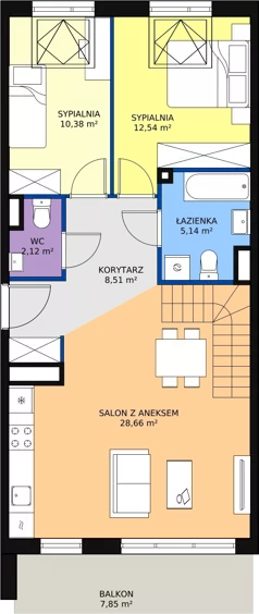 3 pokoje, mieszkanie 79,63 m², piętro 4, oferta nr 1B-4-1, Naramowice Odnova, Poznań, Naramowice, ul. Bielicowa