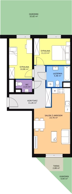 3 pokoje, mieszkanie 64,64 m², parter, oferta nr 1C-0-1, Naramowice Odnova, Poznań, Naramowice, ul. Bielicowa