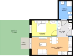 2 pokoje, mieszkanie 46,41 m², parter, oferta nr 1C-0-5, Naramowice Odnova, Poznań, Naramowice, ul. Bielicowa