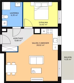 2 pokoje, mieszkanie 52,11 m², piętro 1, oferta nr 1C-1-2, Naramowice Odnova, Poznań, Naramowice, ul. Bielicowa