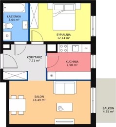 2 pokoje, mieszkanie 50,96 m², piętro 2, oferta nr 1C-2-1, Naramowice Odnova, Poznań, Naramowice, ul. Bielicowa