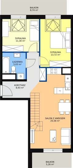 3 pokoje, mieszkanie 79,57 m², piętro 4, oferta nr 1C-4-8, Naramowice Odnova, Poznań, Naramowice, ul. Bielicowa