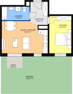 2 pokoje, mieszkanie 46,30 m², piętro 1, oferta nr 4F-1-2, Naramowice Odnova, Poznań, Naramowice, ul. Bielicowa