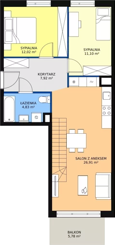 3 pokoje, mieszkanie 80,92 m², piętro 4, oferta nr 2B-4-1, Naramowice Odnova, Poznań, Naramowice, ul. Bielicowa