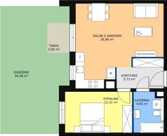 2 pokoje, mieszkanie 47,28 m², piętro 2, oferta nr 2C-2-8, Naramowice Odnova, Poznań, Naramowice, ul. Bielicowa