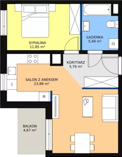 2 pokoje, mieszkanie 47,28 m², piętro 2, oferta nr 2C-2-8, Naramowice Odnova, Poznań, Naramowice, ul. Bielicowa