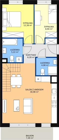 3 pokoje, mieszkanie 88,03 m², piętro 4, oferta nr 2D-4-3, Naramowice Odnova, Poznań, Naramowice, ul. Bielicowa