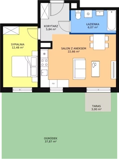 2 pokoje, mieszkanie 46,30 m², piętro 1, oferta nr 4F-1-2, Naramowice Odnova, Poznań, Naramowice, ul. Bielicowa
