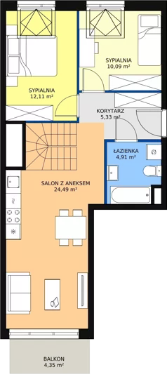 3 pokoje, mieszkanie 73,83 m², piętro 4, oferta nr 2E-4-3, Naramowice Odnova, Poznań, Naramowice, ul. Bielicowa