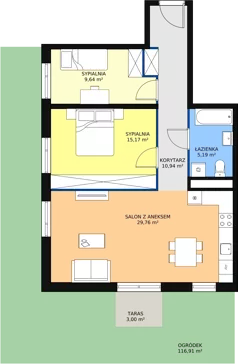 3 pokoje, mieszkanie 70,64 m², parter, oferta nr 3A-0-3, Naramowice Odnova, Poznań, Naramowice, ul. Bielicowa