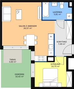 2 pokoje, mieszkanie 46,30 m², piętro 1, oferta nr 4F-1-2, Naramowice Odnova, Poznań, Naramowice, ul. Bielicowa