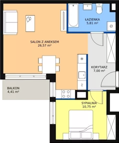 2 pokoje, mieszkanie 50,16 m², piętro 1, oferta nr 3A-1-4, Naramowice Odnova, Poznań, Naramowice, ul. Bielicowa